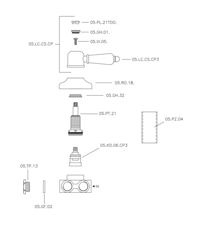 Huber Croisette Diverter valve Chrome 1/2 CS00027021