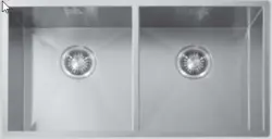 ABK Baronga large double stainless steel sink 37x40+37x40 cm flush mount, undermount, and top mount BAR3737FVI