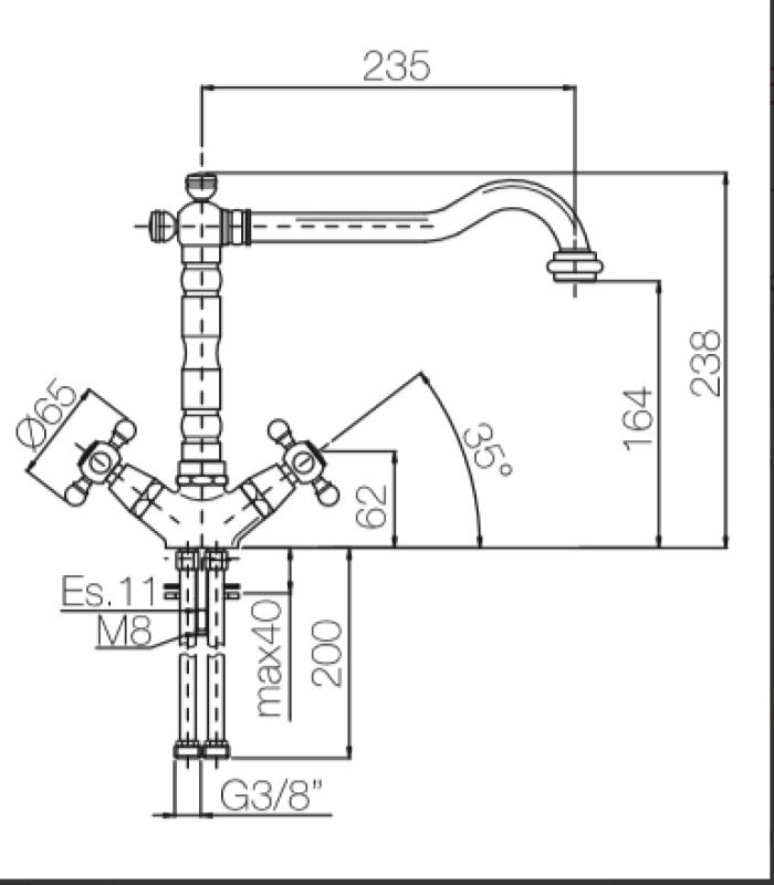 PB Old fashion kitchen faucet V1910 stainless steel