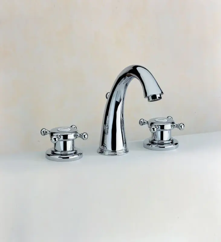 Huber Victorian 3-hole Thermostatic Washbasin Mixer Stainless Steel VTT710102A