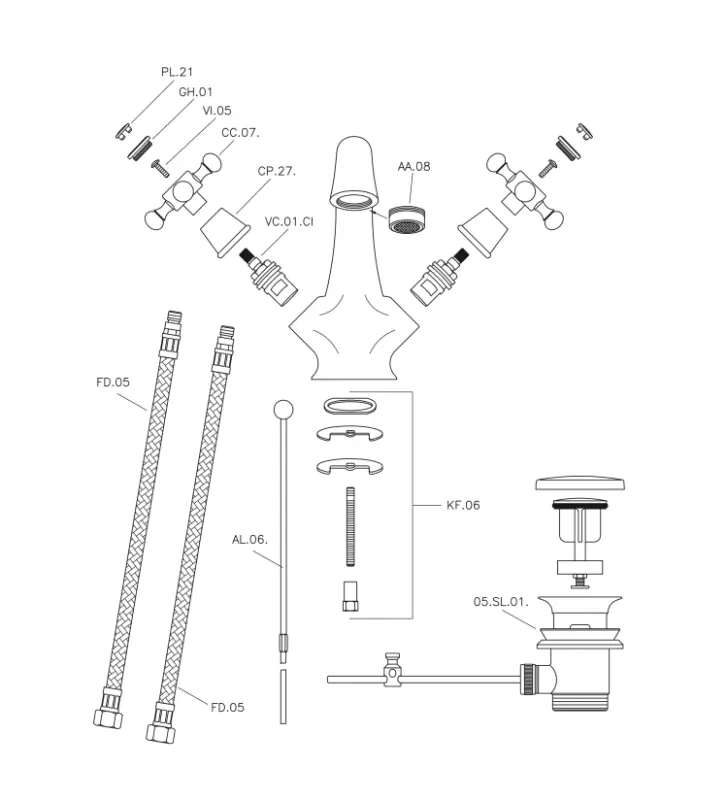 Huber Victorian Washbasin Mixer Bronze VT00051027