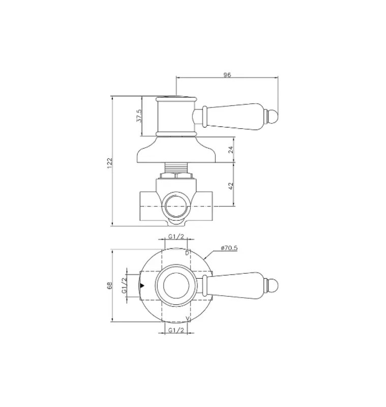 Huber Victorian 2-outlets diverter stainless steel 653.VT01H.NS