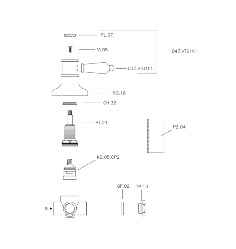 Huber Victorian 2-outlets diverter Gold 653.VT01H.AG