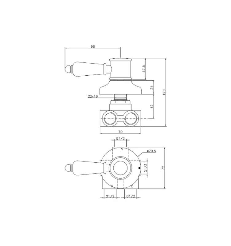 Huber Victorian 3-outlets Diverter Bronze VT00027027