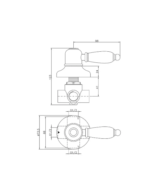 Huber Croisette diverter valve Bronze 1/2 653.CS01H.BA