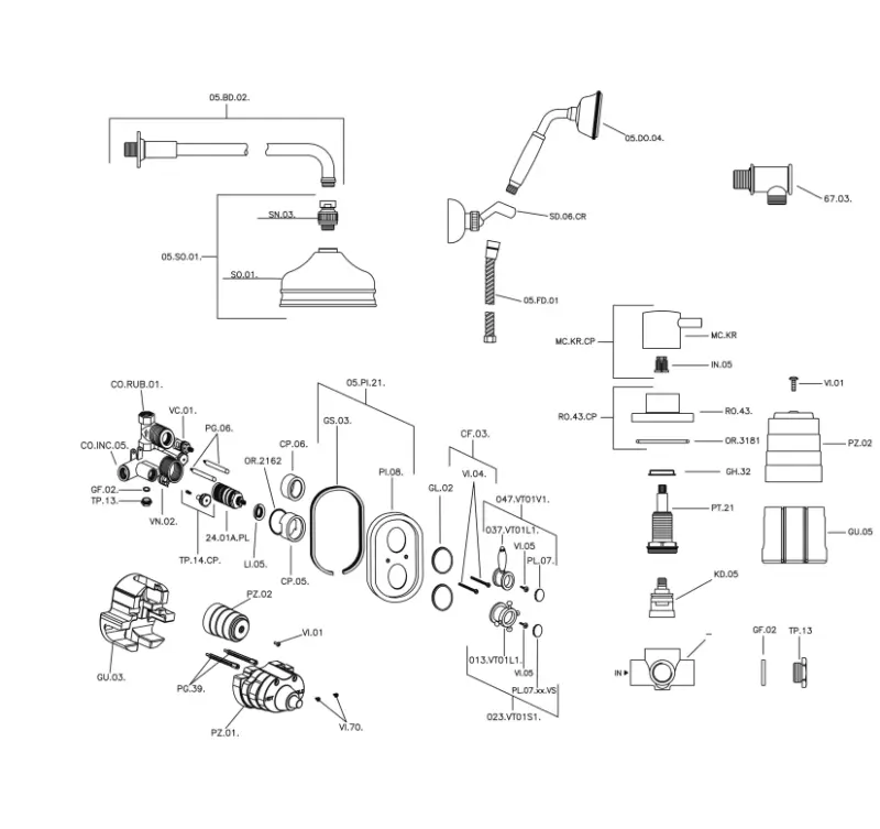 Huber Victorian Thermostatic Built-in Shower Set Bronze 913.VT01H.BA