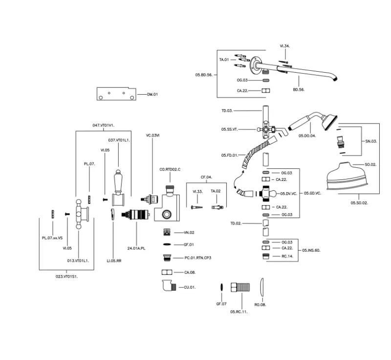 Huber Victorian Thermostatic Shower Set 20cm Gold 590.VT21H.AG