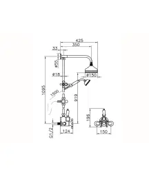 Huber Victorian Thermostatic Shower Set 15cm Stainless Steel 590.VT01H.AC