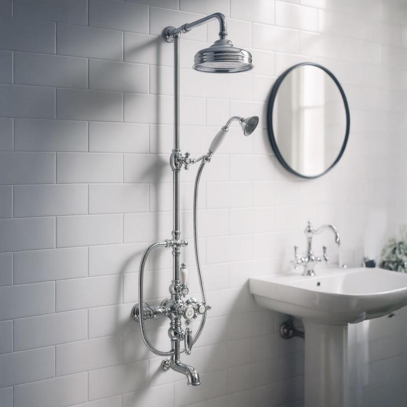 Huber Victorian Thermostatic Bath/Shower Set 30cm Stainless Steel 592.VN31H.AC