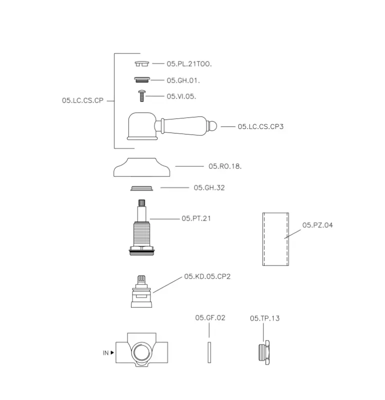 Huber Croisette diverter valve Gold 653.CS01H.AG