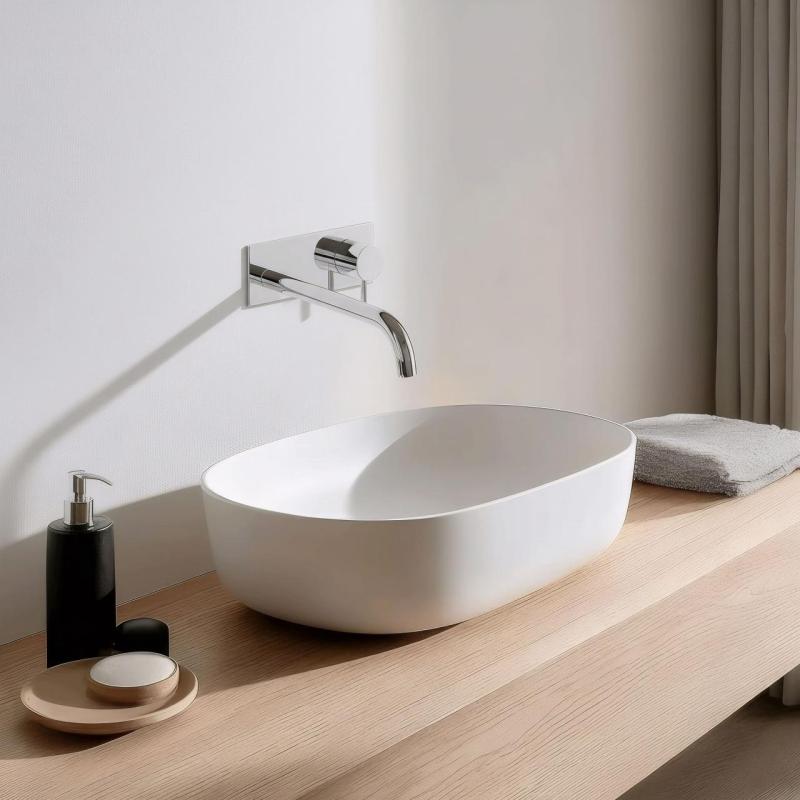 Waterevolution Flow Consealed washbasin monobloc mixer with 25 cm spout, easy box and automatic stop & go valve, built-in + external parts Chrome T116B01-25