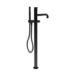 Waterevolution Flow Floor standing bathtub mixer with flexible handshower and fixed holder black T133PR