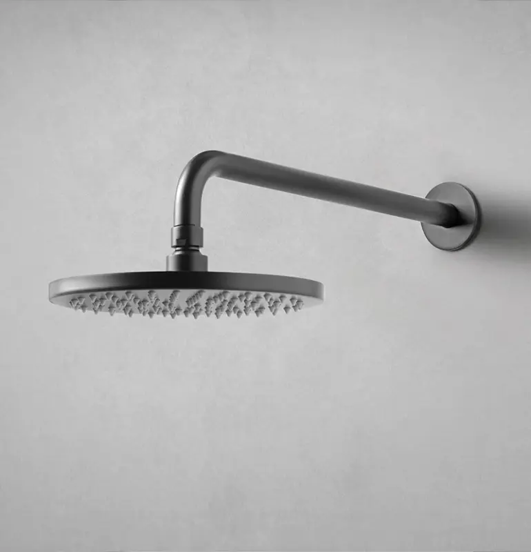 Waterevolution Flow overhead shower 200mm with wall connection, matte black T1641PR