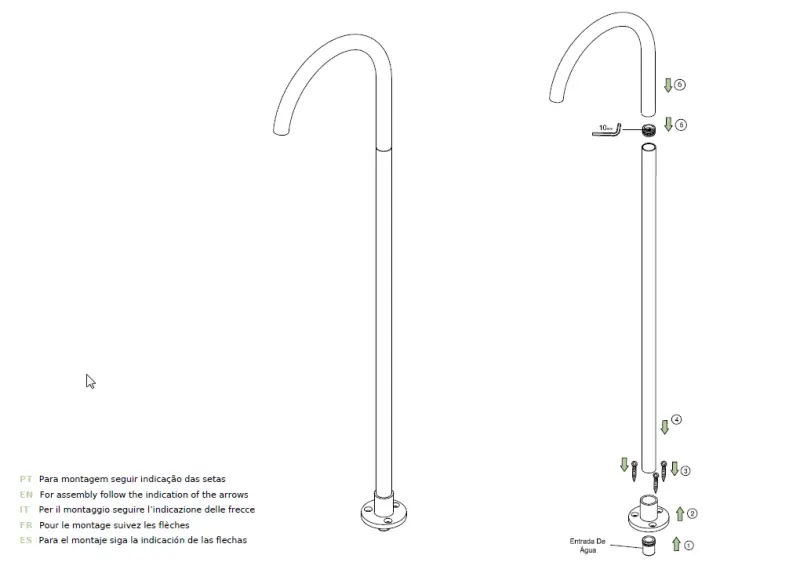 Waterevolution Flow Floor standing wasbasin spout U Black T1677PR 