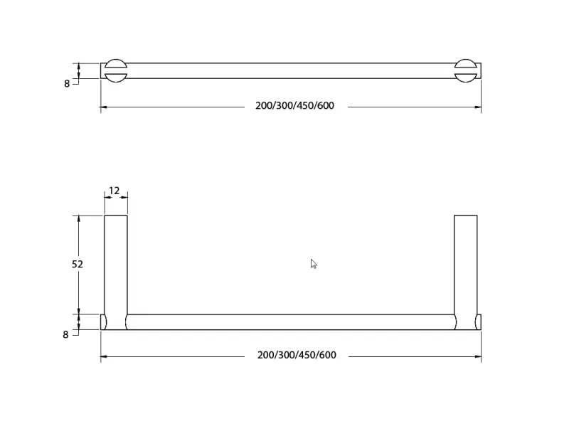 Waterevolution S22 Simple towel rail 300 mm Stainless steel A411IE