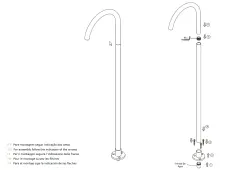 Waterevolution Flow Floor standing bathtub spout U Black T1673BR