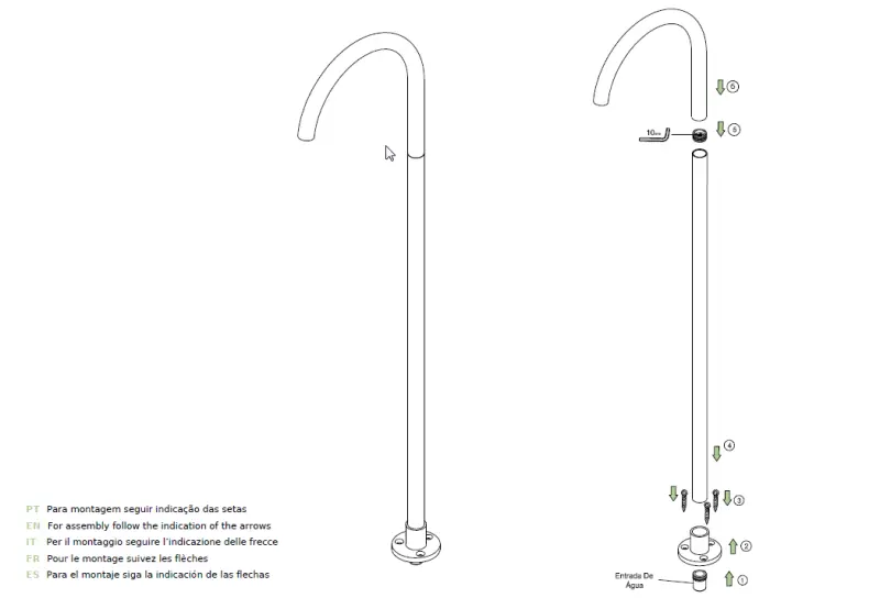 Waterevolution Flow Floor standing bathtub spout U Chrome T167301