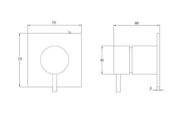 Waterevolution Flow Concealed 2 exits diverter round back plate Black T1482SPR