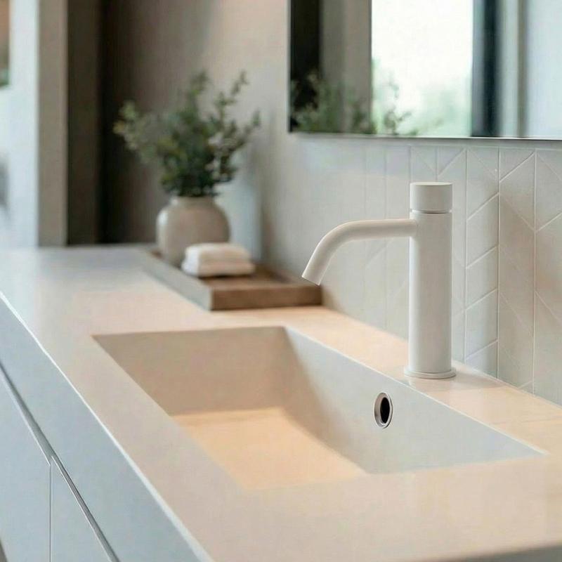 Waterevolution Flow Washbasin tap with automatic stop & go valve White T110TPBR