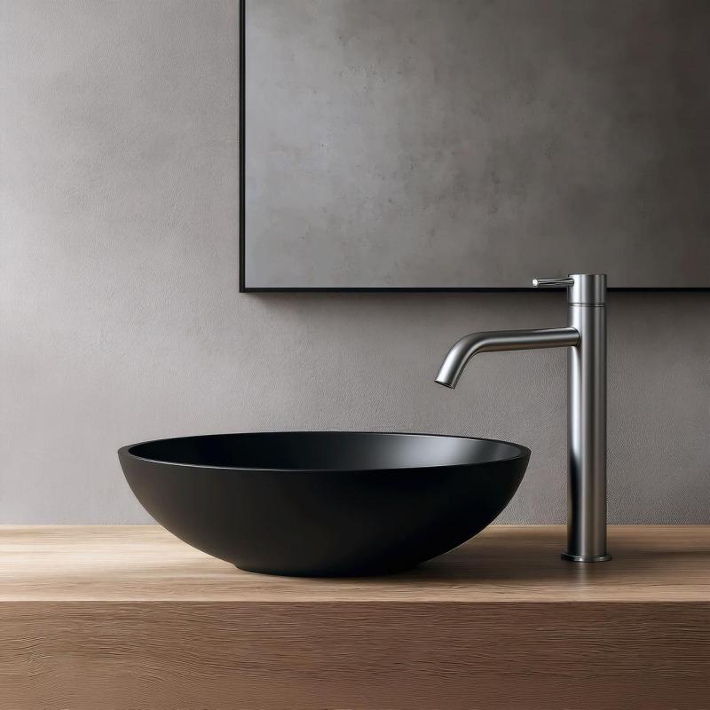 Waterevolution Flow washbasin tap high spout for washbasins incl. click plug completely stainless steel T115IE