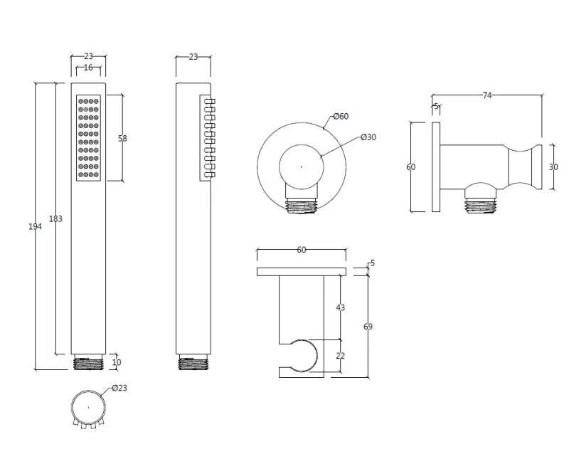 Waterevolution Flow bath set complete with wall connection, fully stainless steel T1621IE