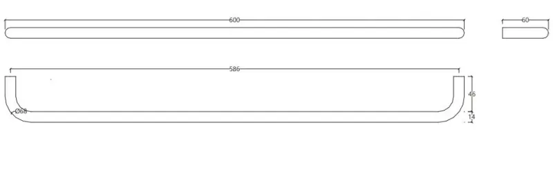 Waterevolution Flow Simple towel rail 600 mm Chrome A11201