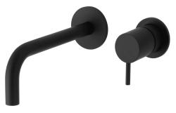 Waterevolution Flow built-in washbasin faucet matte black with spout 15cm T116BPR-15