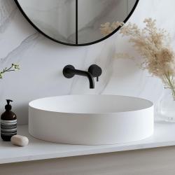 Waterevolution Flow built-in washbasin faucet matte black with spout 15cm T116BPR-15