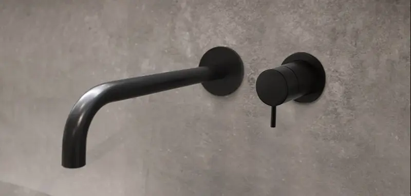 Waterevolution Flow built-in washbasin faucet matte black with spout 15cm T116BPR-15