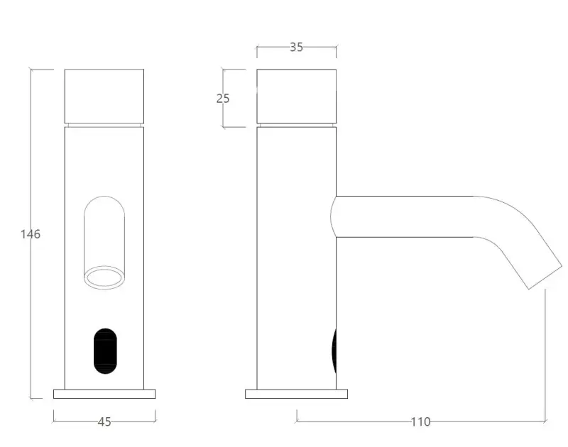 Waterevolution Flow Electronix washbasin tap with automatic stop & go valve black T110EEPR