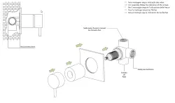 Waterevolution Flow concealed 2 exits diverter stainless steel with round rosette T1482SIE