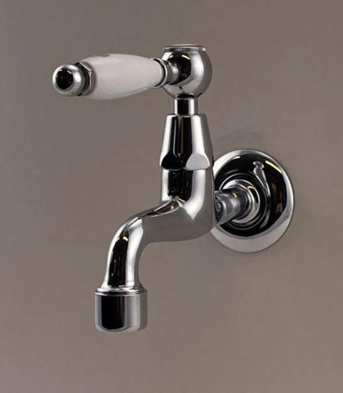 PB Classic wall washbasin tap with white lever cold water chrome 1208853472