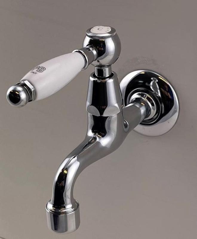 PB Classic wall washbasin tap with white lever cold water chrome 1208853472