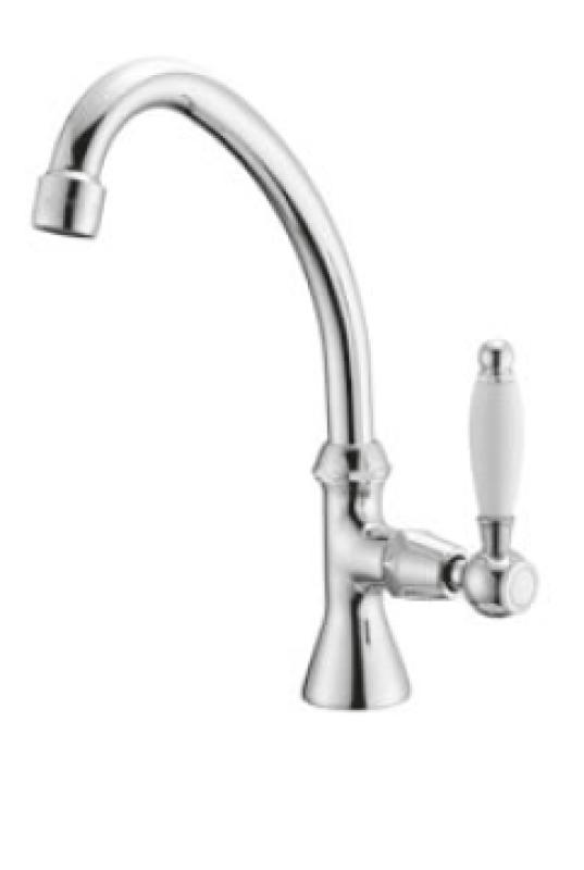 PB Classic washbasin tap with white lever cold water with high spout chrome 1208853652
