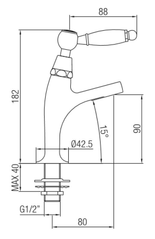 PB Classic washbasin tap with white lever cold water small model chrome 1208854162