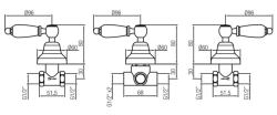 PB classic tap built-in shower set with 3-way diverter and white levers Chrome 1208854622