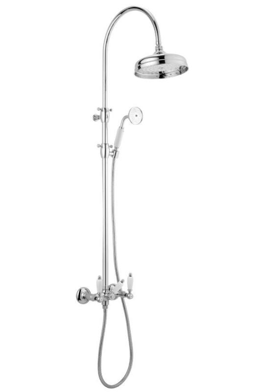 PB Classic Shower set surface-mounted with rain shower telescopic shower column stainless steel 1208854892