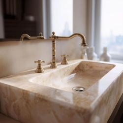 PB classic 3 hole sink faucet with star handles spout 18.5 cm Bronze 1208854942