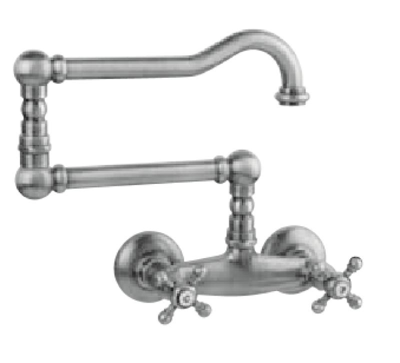 PB classic wall tap with star knobs and long swivel spout stainless steel 1208855462