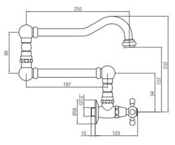 PB classic built-in wall fountain faucet with star knob cold water and long swivel spout chrome 1208855712