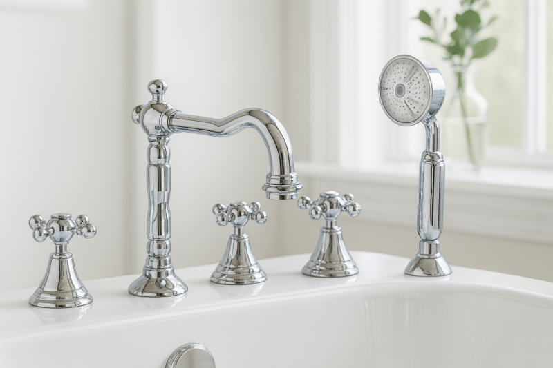 PB classic 5-hole bath mixer with star knobs Chrome 1208855772