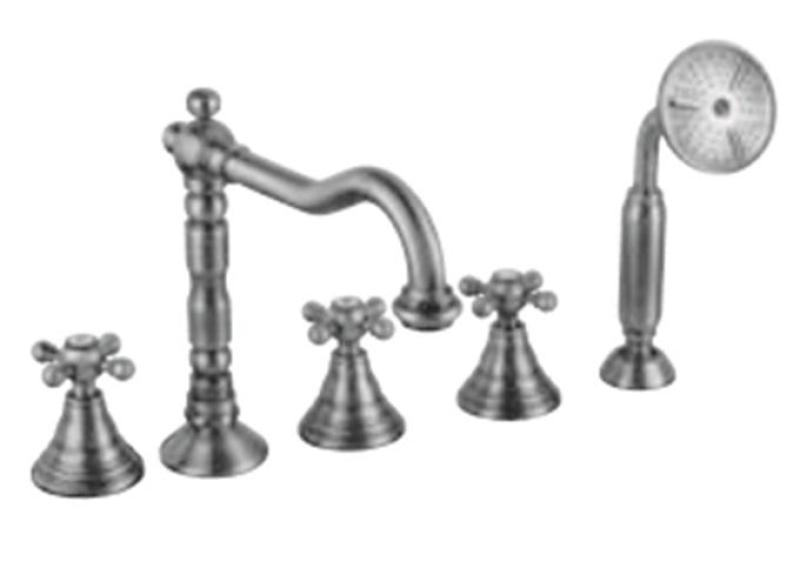 PB classic 5-hole bath mixer with star knobs, stainless steel 1208855792