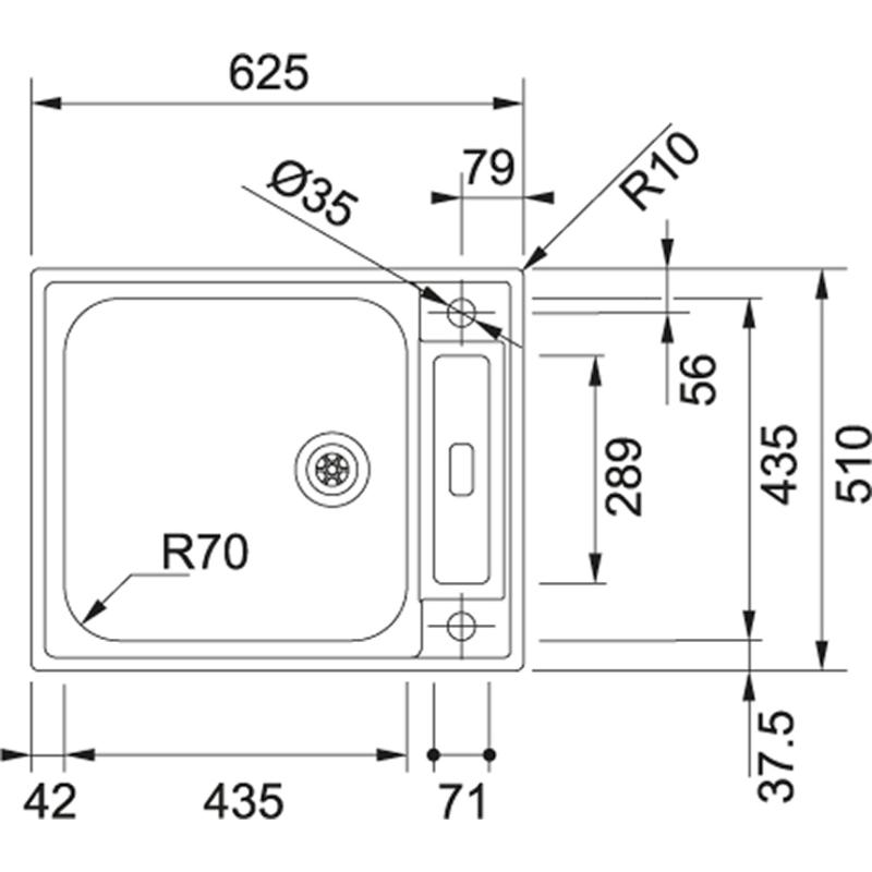 Franke Argos AGX 210 stainless steel sink flush mount 625x510 reversible 127.0380.400