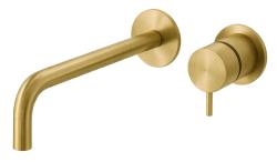 Waterevolution Flow built-in washbasin faucet, brushed brass with 21 cm spout T116BLE-21