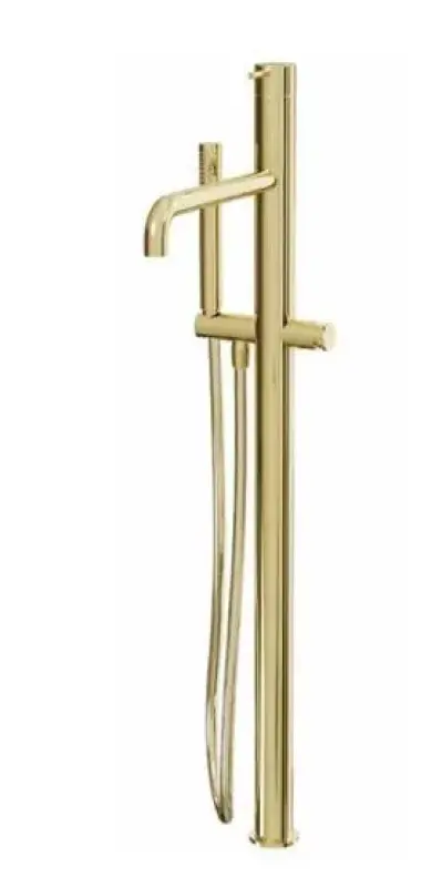 Waterevolution Flow freestanding bath mixer with hand shower brushed brass T133BB