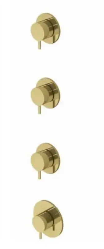 Waterevolution Flow built-in shower thermostat with 3 stop valves, brushed brass 1208916462
