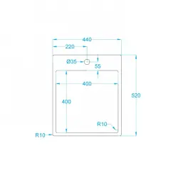 Caressi kitchen sink Capp40KR10 B44XL52XD18.5cm Seamless plug 1208920666