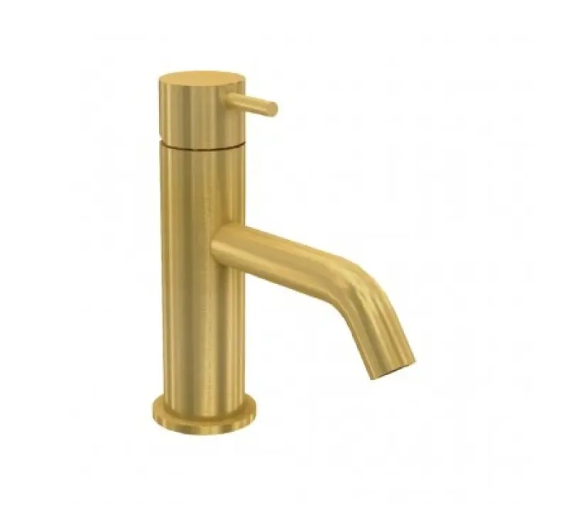Waterevolution Flow low washbasin faucet incl. click plug brushed brass T110LE
