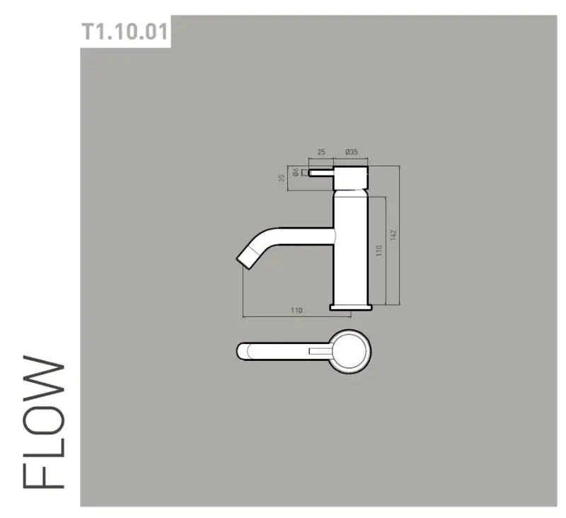 Waterevolution Flow washbasin faucet PVD brushed light gold T110WGE