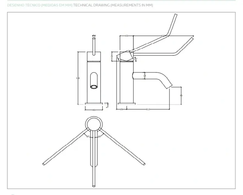 Waterevolution Flow sink tap incl. click plug PVD gun metal T111GME